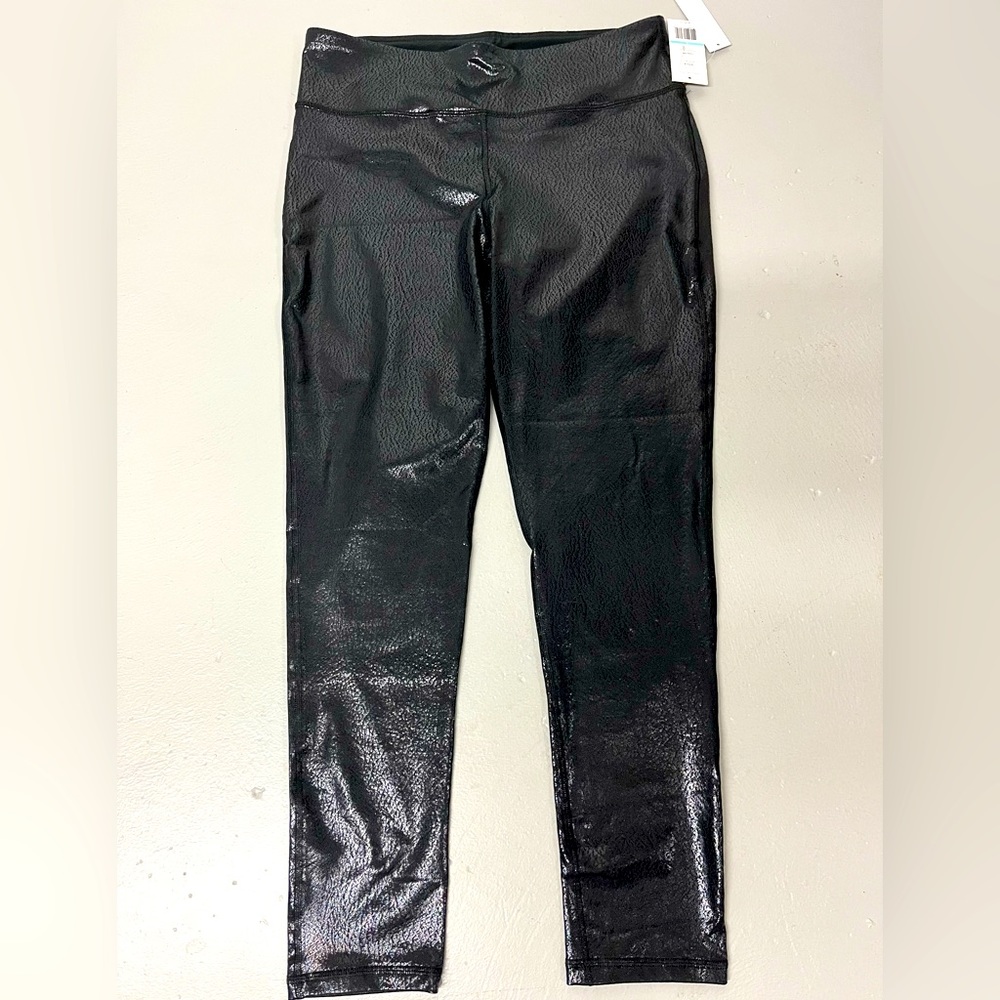 Vicinity Foiled Black Faux Leather Leggings NWT